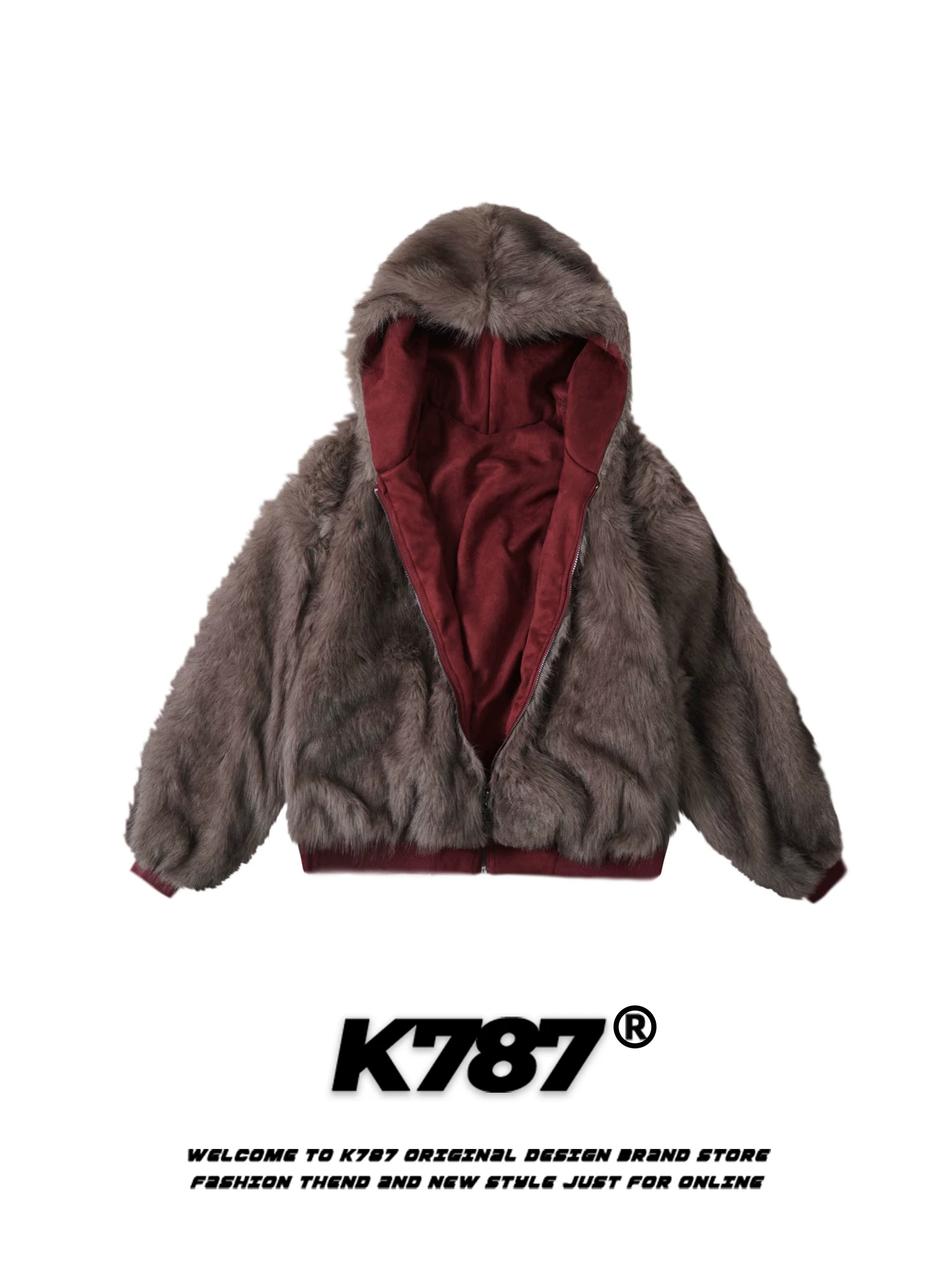 Áo khoác cotton có mũ trùm đầu kiểu Mỹ cổ điển K787, có thể mặc hai mặt, dành cho nam và nữ, áo khoác bông mềm mại giả lông thú thân thiện với môi trường cho mùa đông.