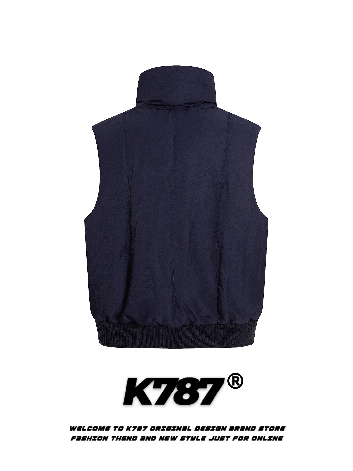 Áo gile cotton đơn giản cổ đứng màu trơn phong cách retro Mỹ K787, unisex, thời trang, ấm áp, không tay