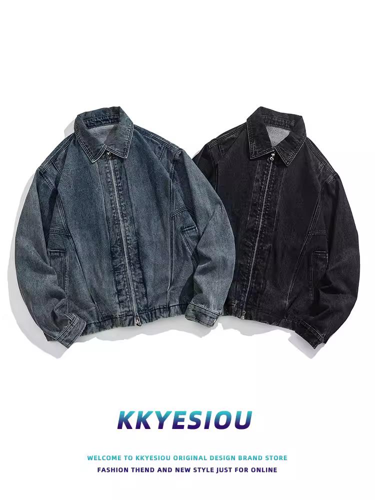Áo khoác denim unisex oversize phong cách retro Mỹ, kiểu dáng thời thượng, chất liệu denim đã qua xử lý, dành cho cặp đôi.