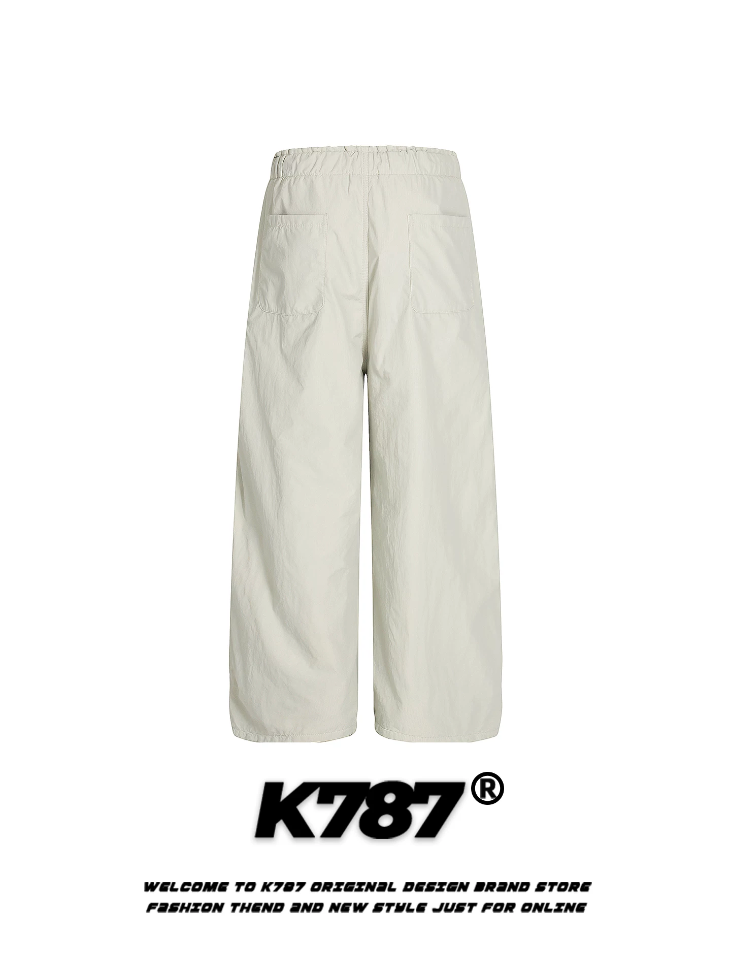 Quần dù kiểu Mỹ cổ điển đơn giản, unisex, rộng rãi, thời trang, dáng thẳng, cạp cao, thể thao, dài chấm đất, ống rộng
