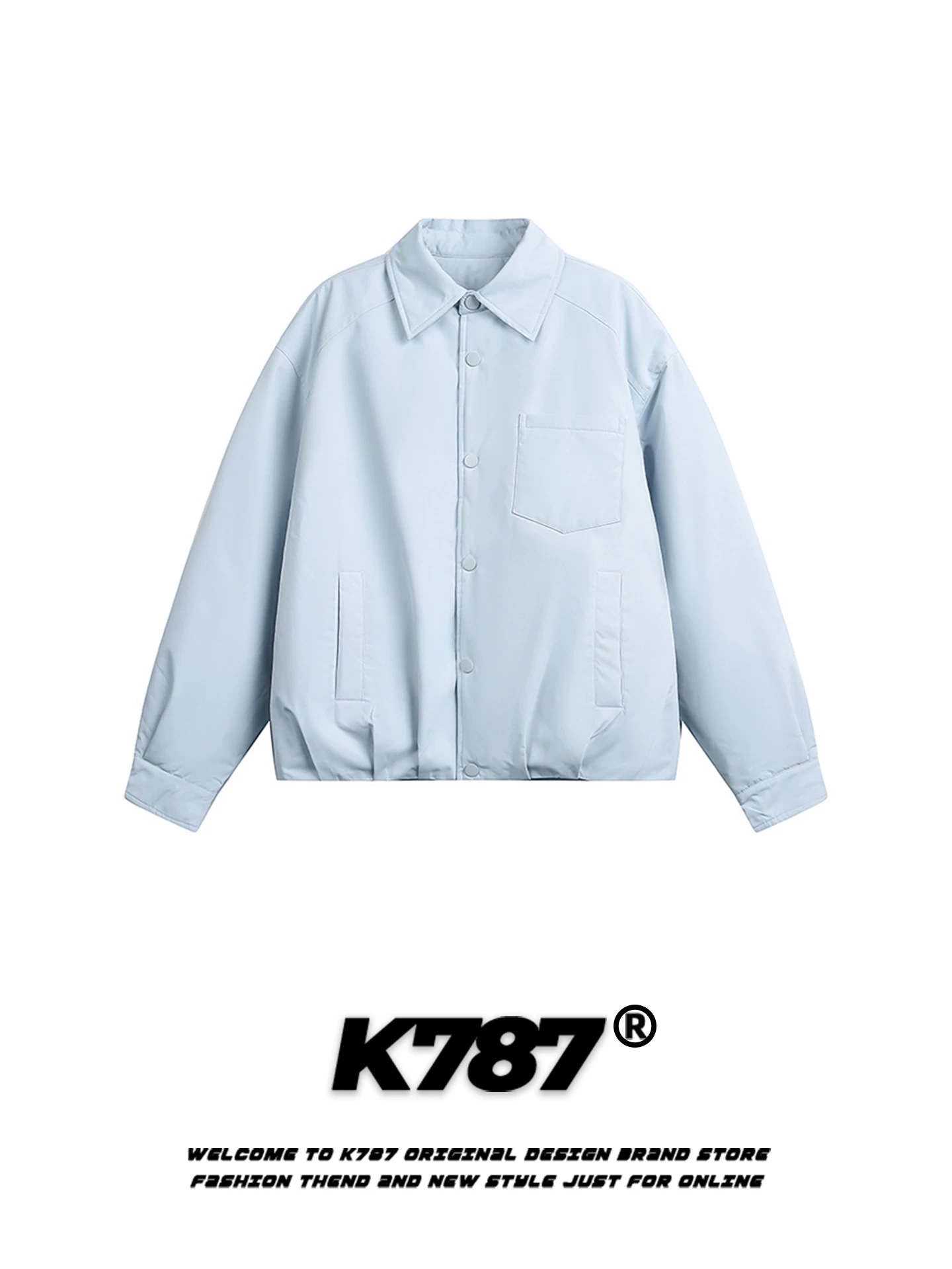 Áo khoác cotton đơn sắc cổ điển kiểu Mỹ K787 dành cho nam và nữ, dáng rộng, dày dặn cho mùa đông, áo khoác cotton ấm áp dành cho cặp đôi.