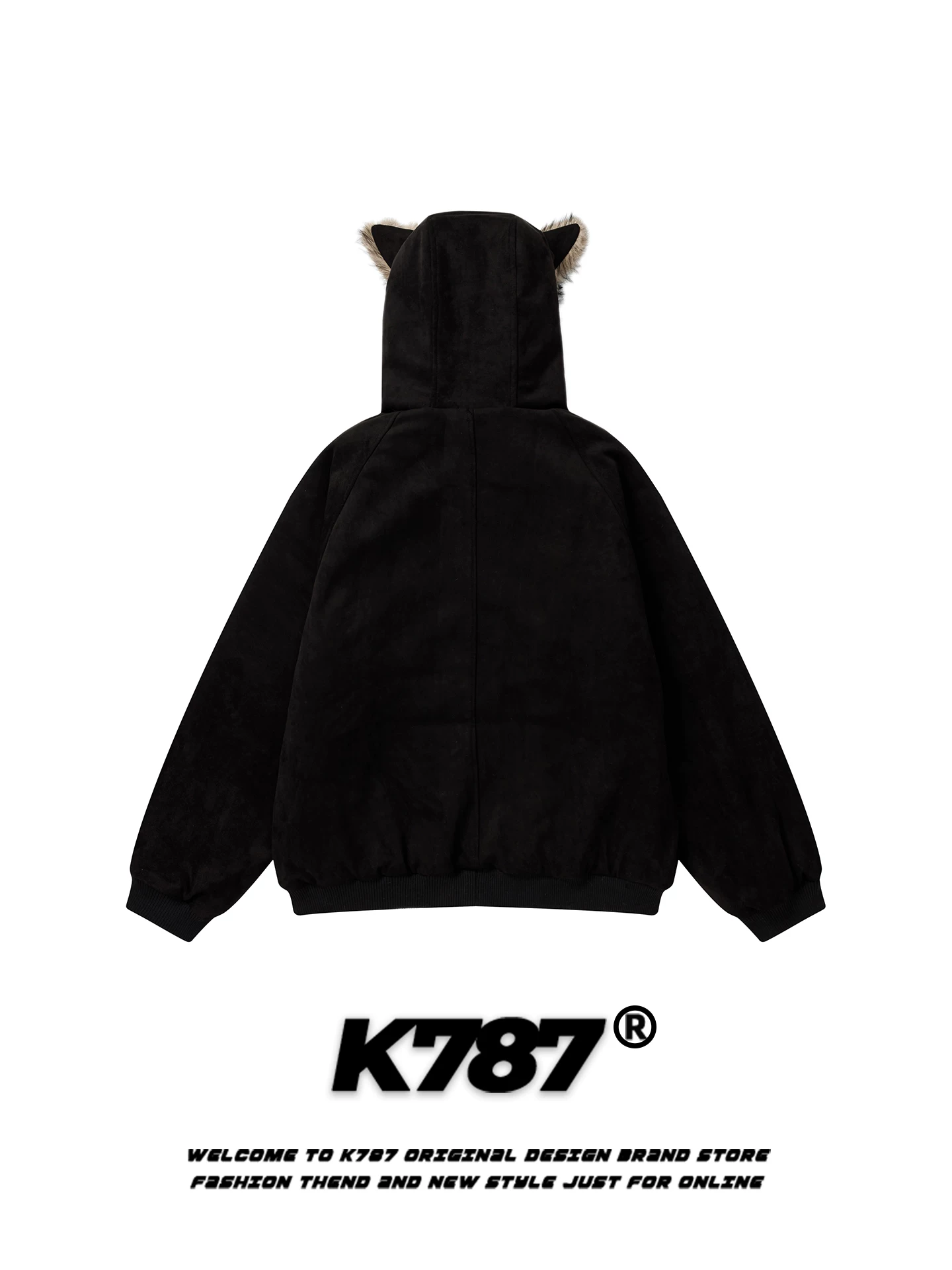 Áo khoác cotton có mũ trùm đầu kiểu retro Mỹ K787 dành cho nam và nữ, lót lông cừu, dày dặn, ấm áp, áo khoác cotton dành cho cặp đôi.