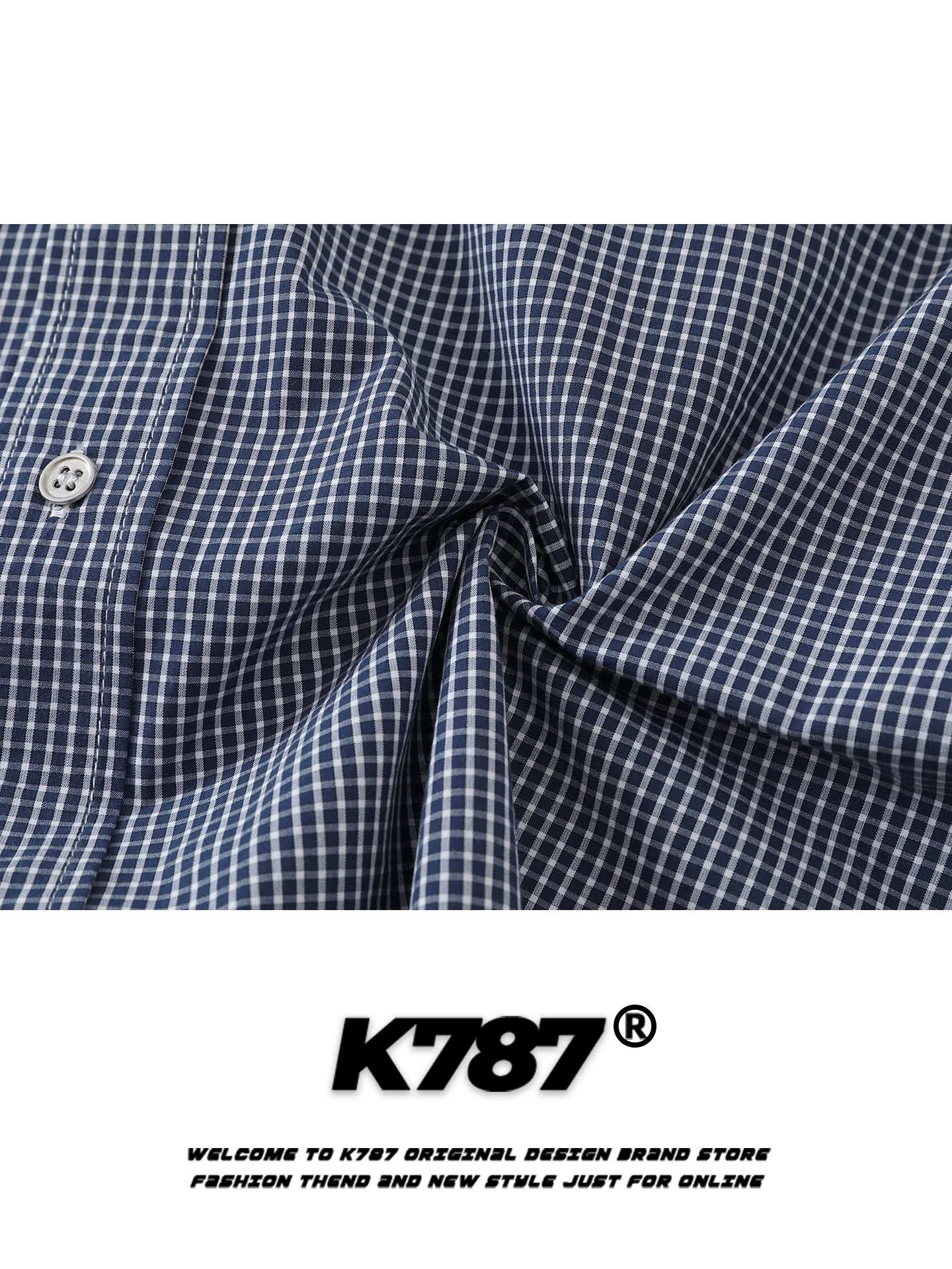 K787 Áo sơ mi dài tay kẻ sọc hải quân phong cách đường phố Mỹ dành cho nam và nữ, áo khoác dáng rộng thông thường đi làm hợp thời trang thương hiệu áo khoác cặp đôi