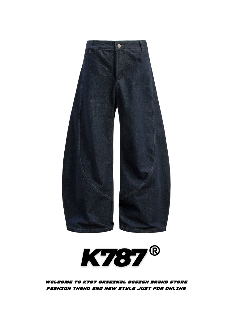 Quần jeans dáng thẳng unisex phong cách retro Mỹ K787, chất liệu denim màu trơn, kiểu dáng hiện đại, xu hướng quốc dân, phong cách đường phố, dành cho cặp đôi, mặc thường ngày.
