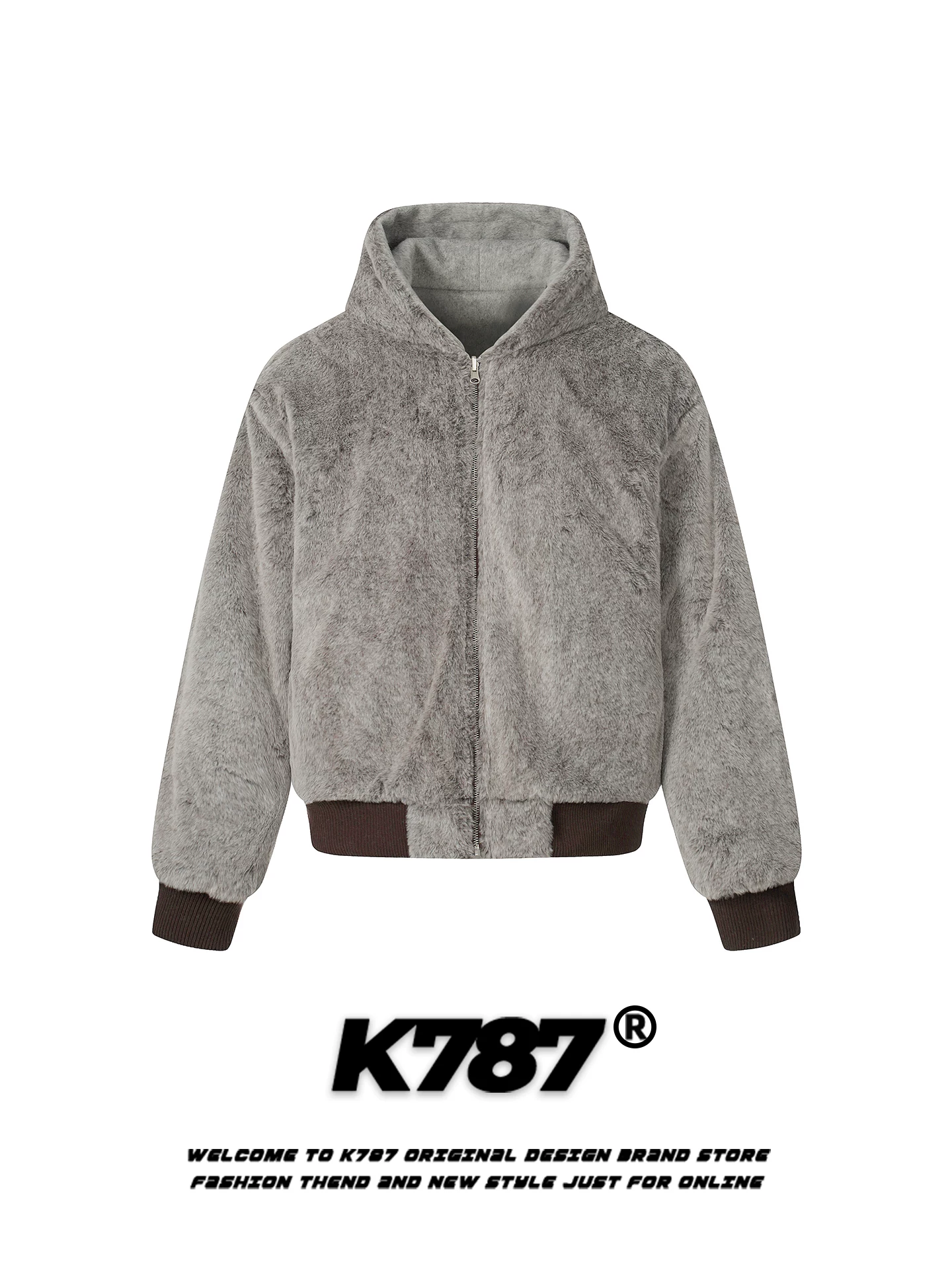 Áo khoác cotton lông giả mink hai mặt kiểu Mỹ cổ điển K787 dành cho nam và nữ, lót lông cừu và dày dặn, áo khoác cotton có mũ thời trang dành cho cặp đôi