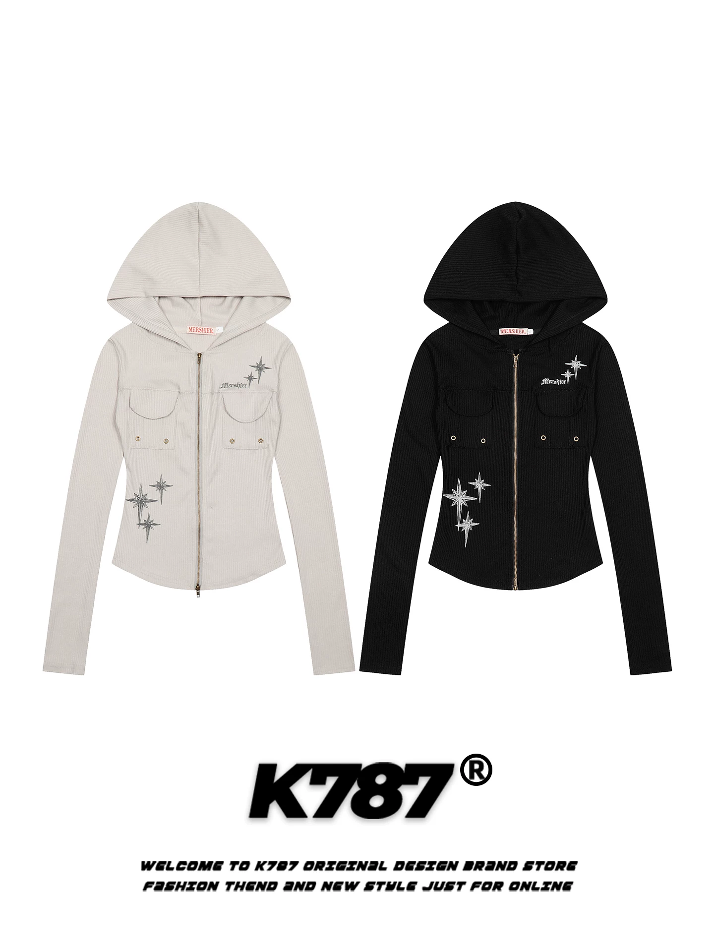 Áo khoác cardigan có mũ kiểu gothic cổ điển Mỹ K787 dành cho nữ, ôm dáng, gợi cảm, tôn dáng, áo khoác hoodie ngắn năng động