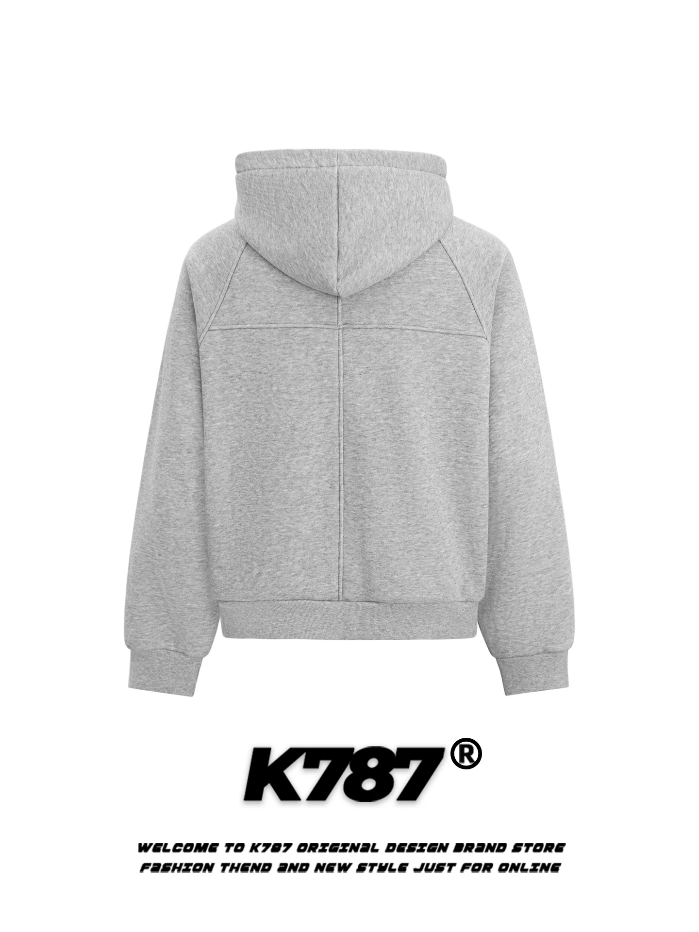 Áo khoác có mũ trùm đầu in chữ phong cách retro Mỹ K787 dành cho nam và nữ, dáng rộng, lót lông cừu, áo khoác có khóa kéo giữ ấm cho cặp đôi