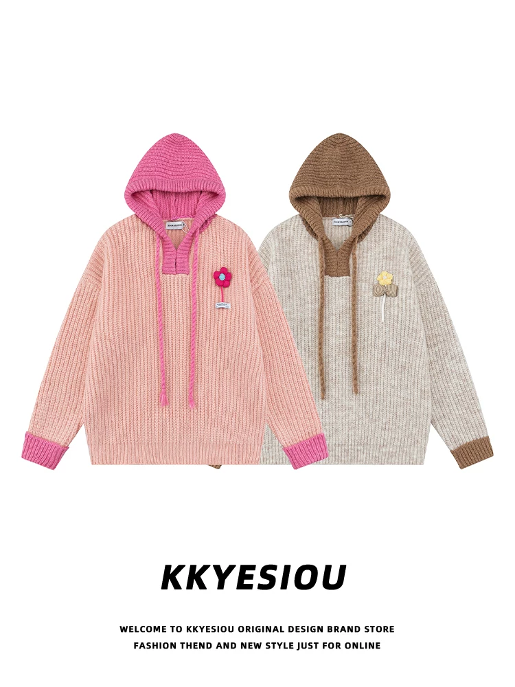 Áo hoodie nỉ phối màu phong cách đại học Mỹ cổ điển, unisex, đa năng, rộng rãi, kiểu dáng boyfriend.