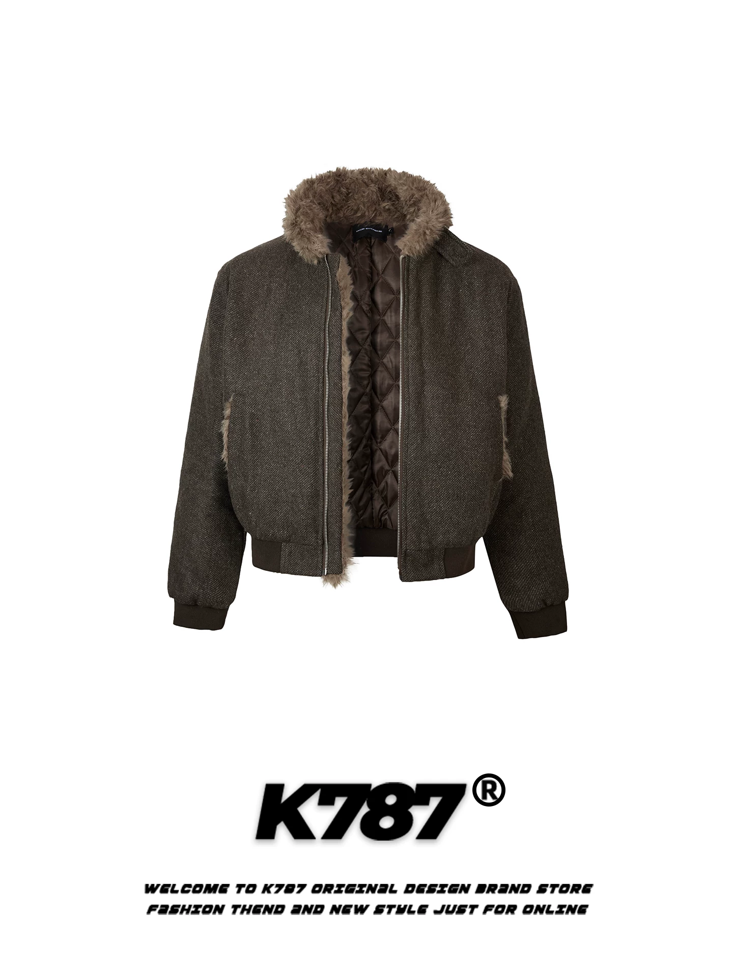 Áo khoác cotton cổ đứng phong cách retro Mỹ K787 dành cho nam và nữ, thương hiệu thời thượng, áo khoác bomber cotton dày dặn và ấm áp dành cho cặp đôi.