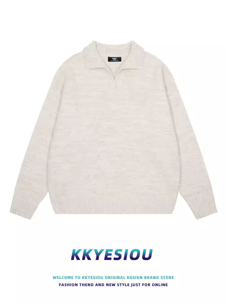 Áo len dệt kim đa năng phong cách Nhật Bản KKyesiou, kiểu dáng cổ trụ, unisex, màu trơn, mùa thu đông, áo khoác cặp đôi