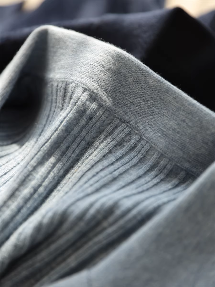 Áo cardigan dệt kim dáng ôm, cổ Cuba thanh lịch ~ Chất liệu lụa và len, kiểu dáng công sở Pháp, khuy vàng, chất liệu gân, dành cho nữ, mùa xuân sớm