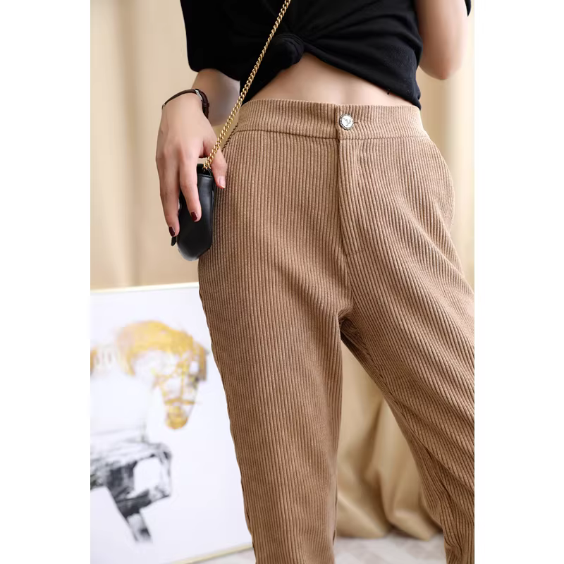 Siêu thon gọn và thoải mái khi mặc, quần cà rốt cạp cao mỏng như giấy dành cho nữ, quần nhún bèo, quần harem nhỏ, quần lửng, mỏng.