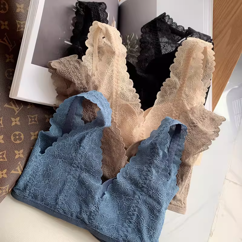 Áo ngực hở lưng bằng ren gợi cảm có khóa phía trước không có gọng, nâng ngực nhỏ, thu thập ngực bên, đồ lót nữ mỏng, liền mạch, thoải mái.