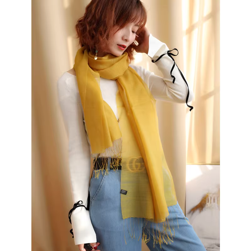 Giảm giá! Mùa xuân này nhất định phải có! Khăn len nhẹ 50% len + 50% tơ tằm dành cho nữ, 5 màu, quà Tết.