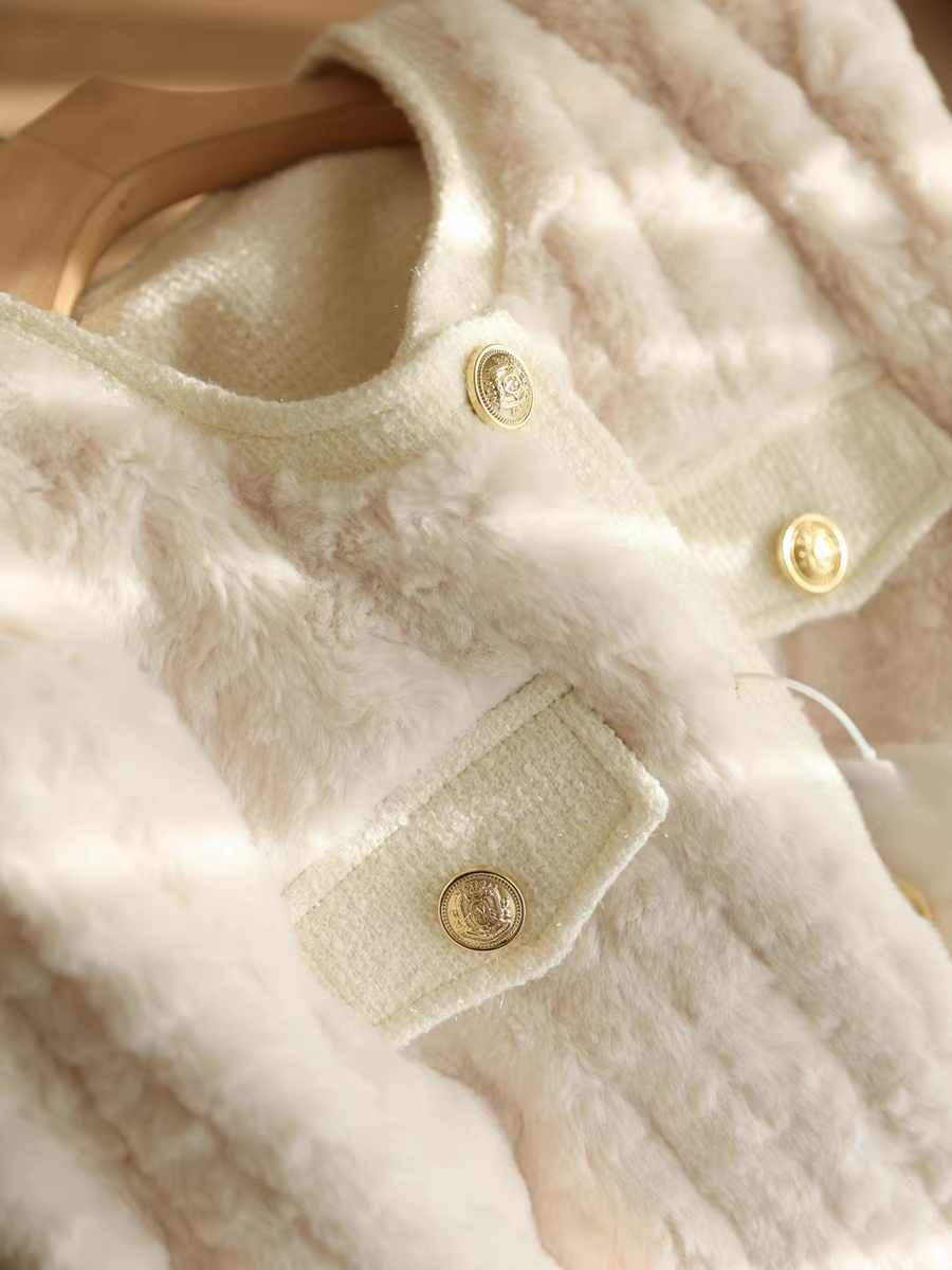 Áo khoác lông vũ cổ tròn đa năng kiểu Pháp sang trọng 90% lông vịt trắng ấm áp dành cho nữ mùa thu đông phong cách mới