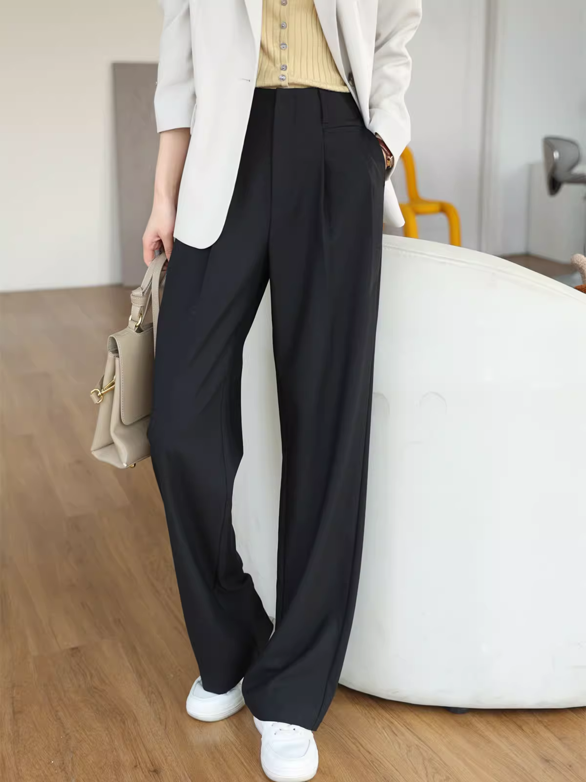 Hàng hot! Quần ống rộng lưng cao dáng thẳng Desert Rose/Bubble Lemon dành cho nữ, thanh lịch và tôn dáng, sản phẩm mới mùa xuân