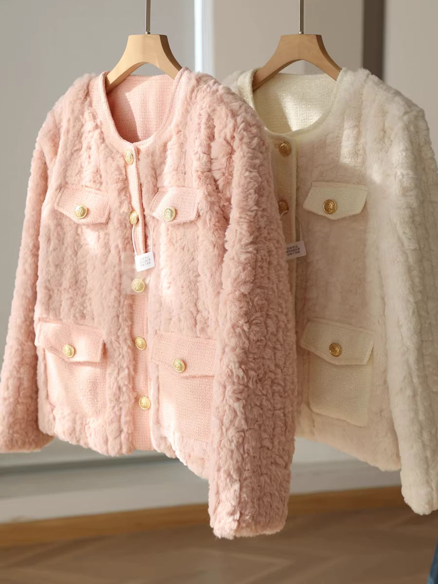 Áo khoác lông vũ cổ tròn đa năng kiểu Pháp sang trọng 90% lông vịt trắng ấm áp dành cho nữ mùa thu đông phong cách mới