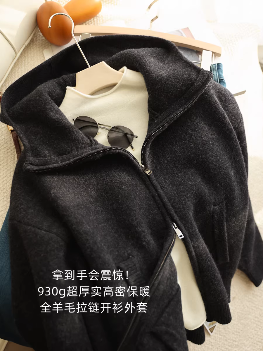 Bạn sẽ ngạc nhiên khi được sở hữu nó! Áo khoác cardigan có mũ trùm đầu, khóa kéo, chất liệu len nguyên chất, siêu dày, mật độ cao, ấm áp, dành cho nữ, thích hợp cho mùa thu và mùa đông.