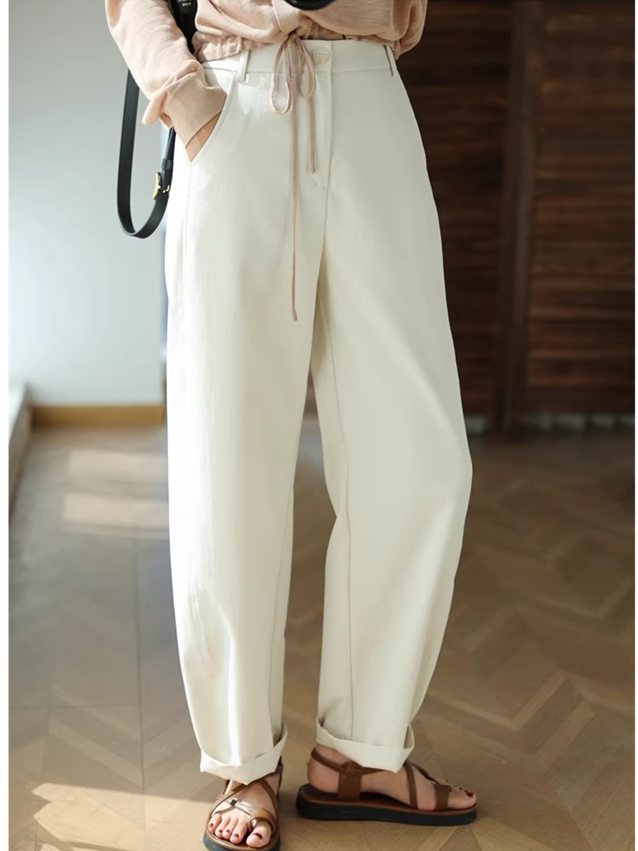 Quần dài dáng rộng, chất liệu sợi rỗng cao cấp! Nhẹ, nhanh khô, không nhăn, cạp cao, kiểu dáng cong, dành cho nữ.