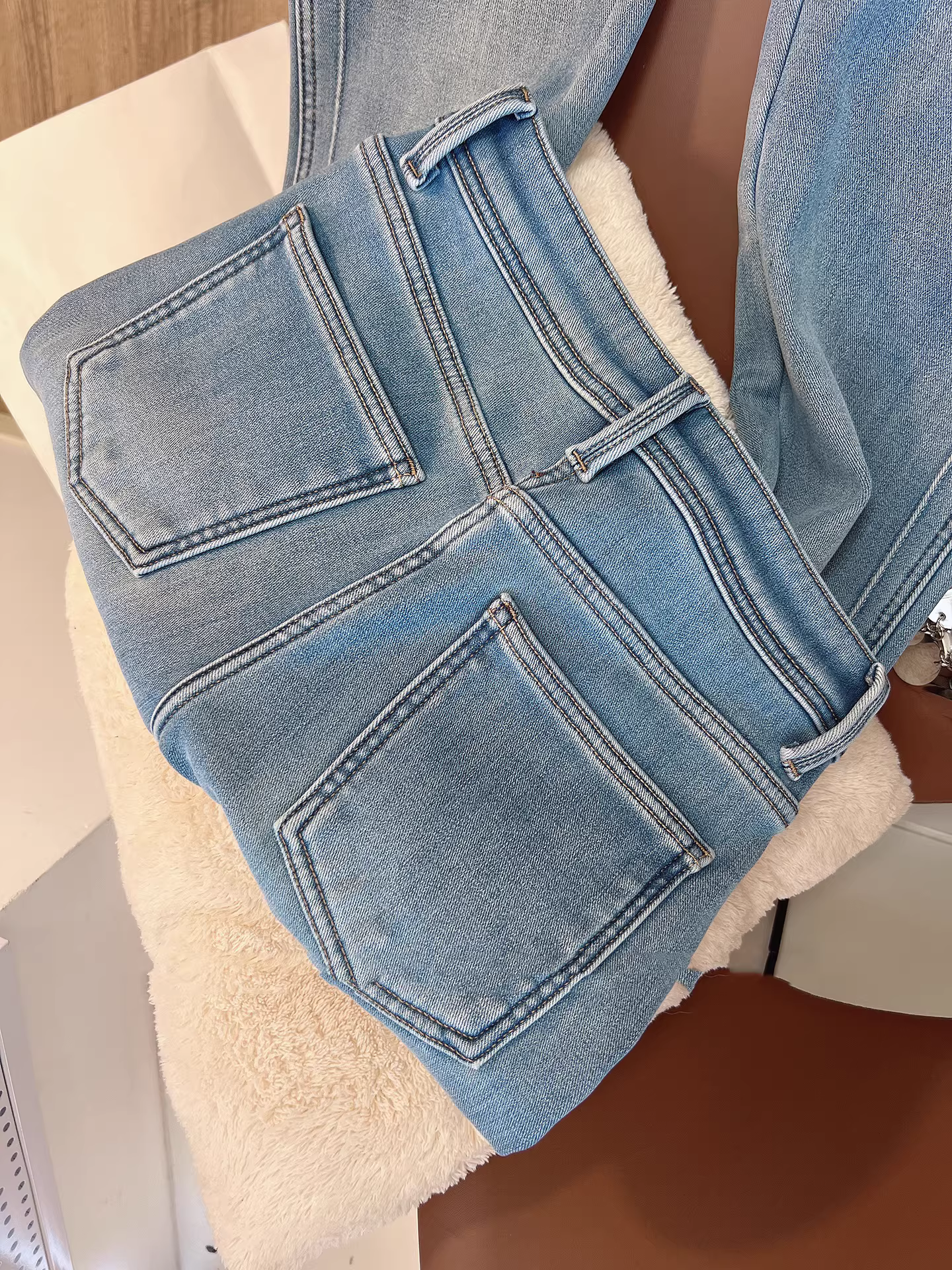 Quần jean ống loe cho nữ, mùa thu đông, lót lông cừu, dày dặn, co giãn, quần ống loe cổ điển cho bé gái, tôn dáng, tôn dáng cho người nhỏ nhắn, quần áo trẻ em hợp thời trang.