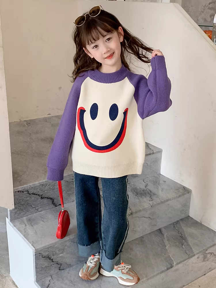 Quần bé gái mùa đông lót lông dày kiểu jeans 2025 xuân thu mới quần trẻ em ống đứng cạp chun thời trang