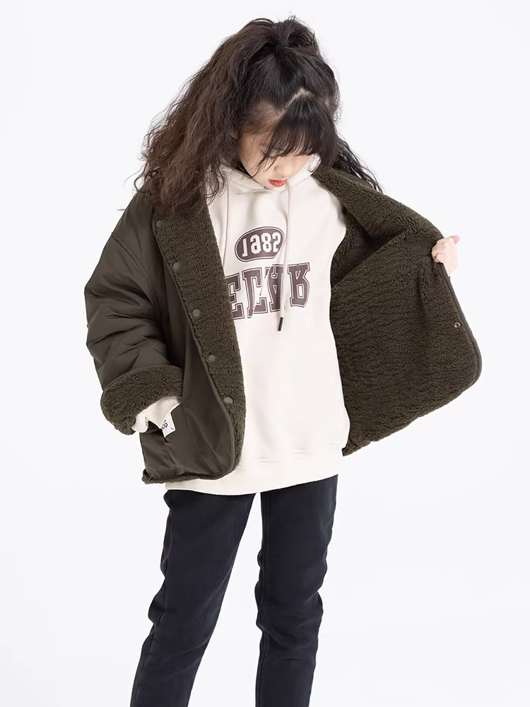 Áo khoác lông cừu dày có thể đảo ngược dành cho nữ 25 kiểu dáng mùa đông mới Áo khoác thường ngày kiểu Hàn Quốc Áo khoác cotton hợp thời trang