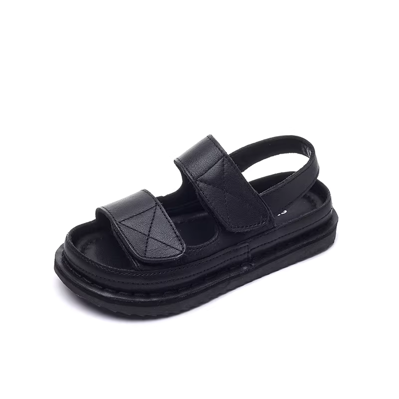 Dép da thật trẻ em mùa hè 2025 kiểu mới, dép bé trai đế mềm chống trơn, mũi kín bảo vệ ngón chân, giày trẻ em, giày đi biển cho bé gái
