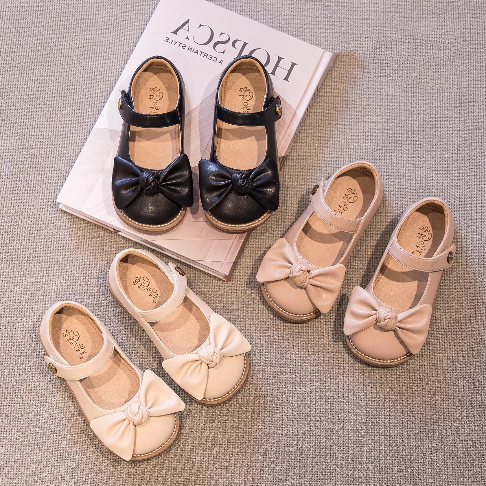 Giày da nhỏ cho bé gái, giày công chúa, giày trẻ em mới xuân thu 2025, giày Mary Jane, giày lười đế mềm cho bé gái.