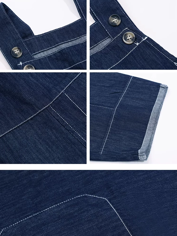 Quần yếm denim retro nữ xuân thu 2025 kiểu Hàn Quốc mới, quần dài xu hướng thời trang cho trẻ lớn, dáng thẳng