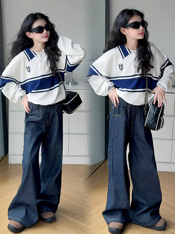 Quần ống loe kiểu Hàn Quốc cho bé gái, phong cách xuân thu, quần ống loe sành điệu cho trẻ em, quần thường ngày phiên bản Hàn Quốc hợp thời trang cho trẻ lớn.