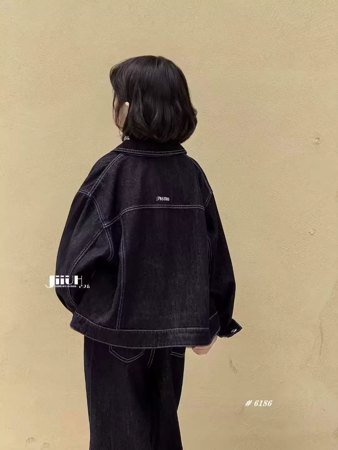 Áo khoác denim dành cho nữ áo dài tay mùa thu quần áo trẻ em áo khoác cổ điển dành cho bé trai phong cách dáng rộng giản dị đa năng hợp thời trang