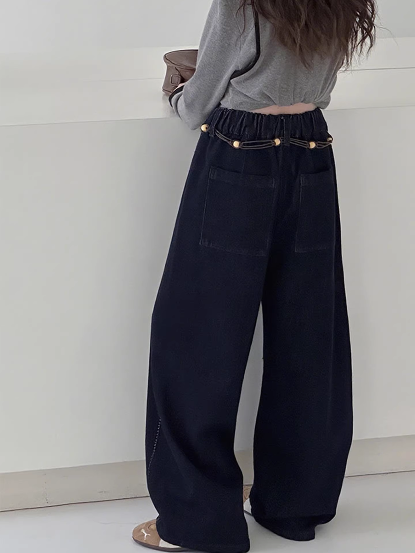 Quần bé gái trẻ em kiểu retro màu trơn đa năng quần bố mùa thu 2025 quần bé trai rộng rãi thoải mái thời trang