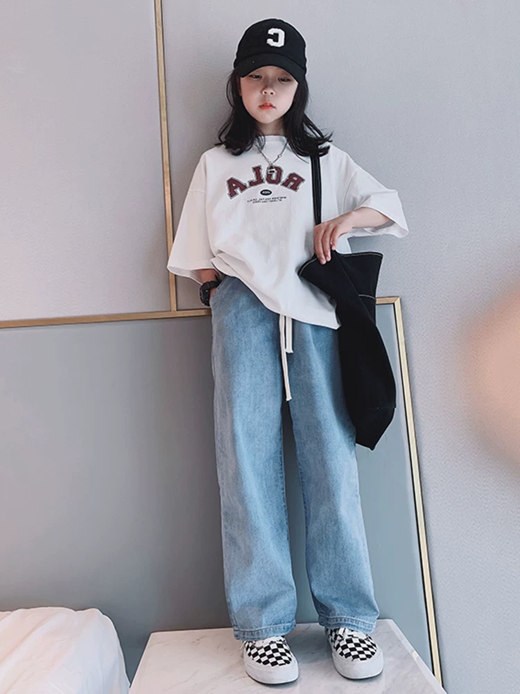 Quần jeans nữ mùa hè 2025 thời trang mới, kiểu dáng xuông rộng thoải mái dành cho trẻ lớn, quần dài mỏng hợp xu hướng