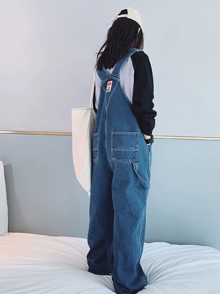 Quần xuân thu cho bé gái, quần ống đứng thường ngày cho trẻ em, kiểu mới 2025, quần yếm denim rộng, quần ống rộng cho trẻ lớn.
