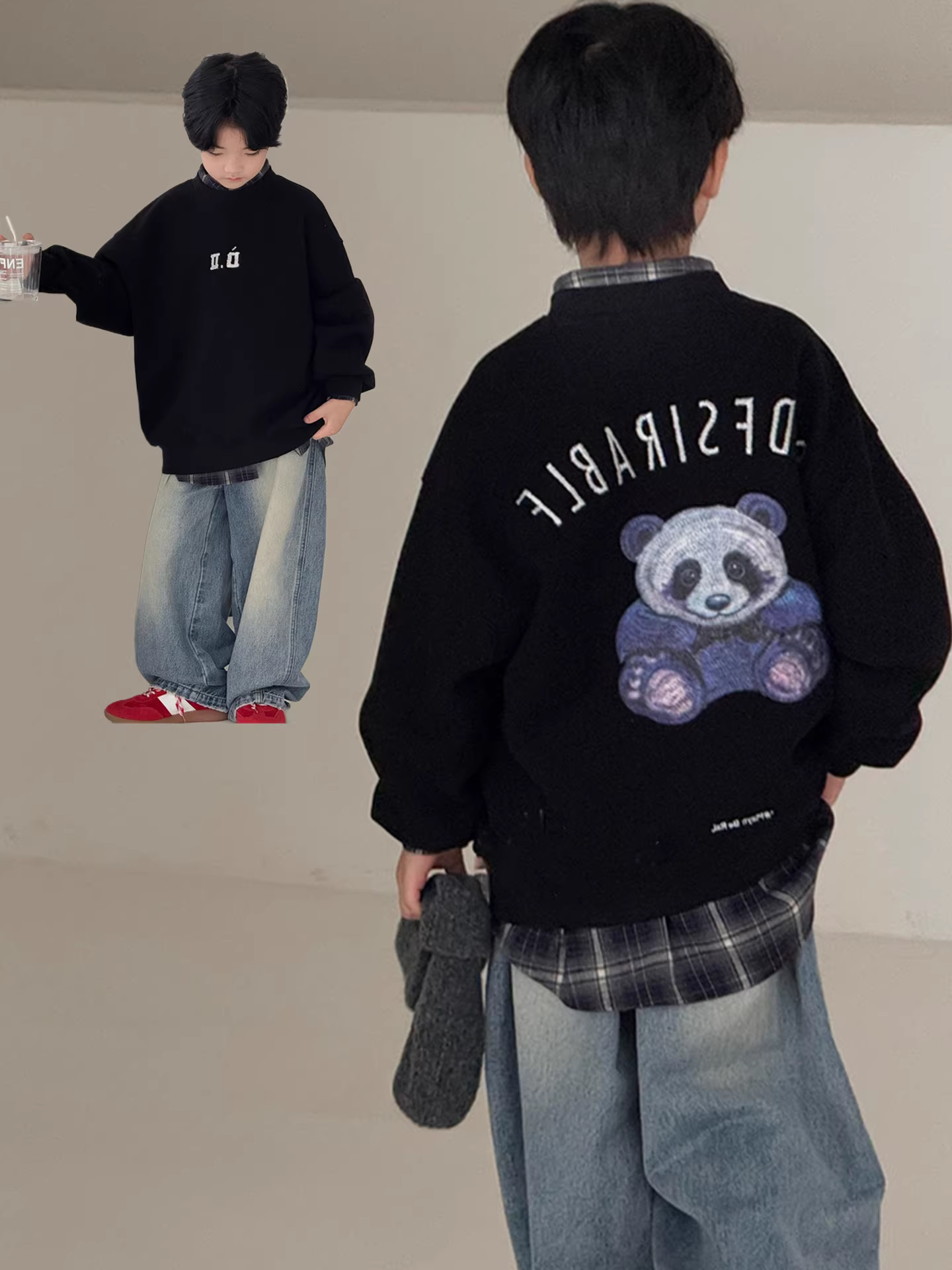 Áo thun bé trai mùa xuân 2025 kiểu mới cho trẻ lớn, áo len chui đầu thời trang trẻ trung mùa xuân thu