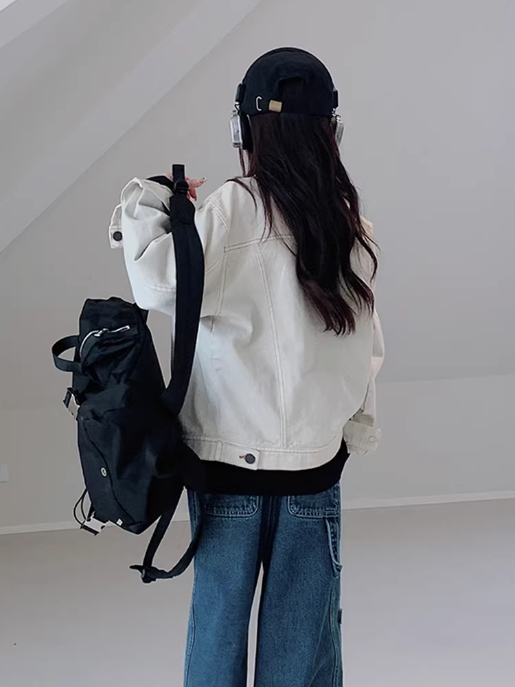 Áo khoác denim retro nữ xuân thu 2025, kiểu dáng mới, đa năng, thời trang cho trẻ lớn, phong cách độc đáo