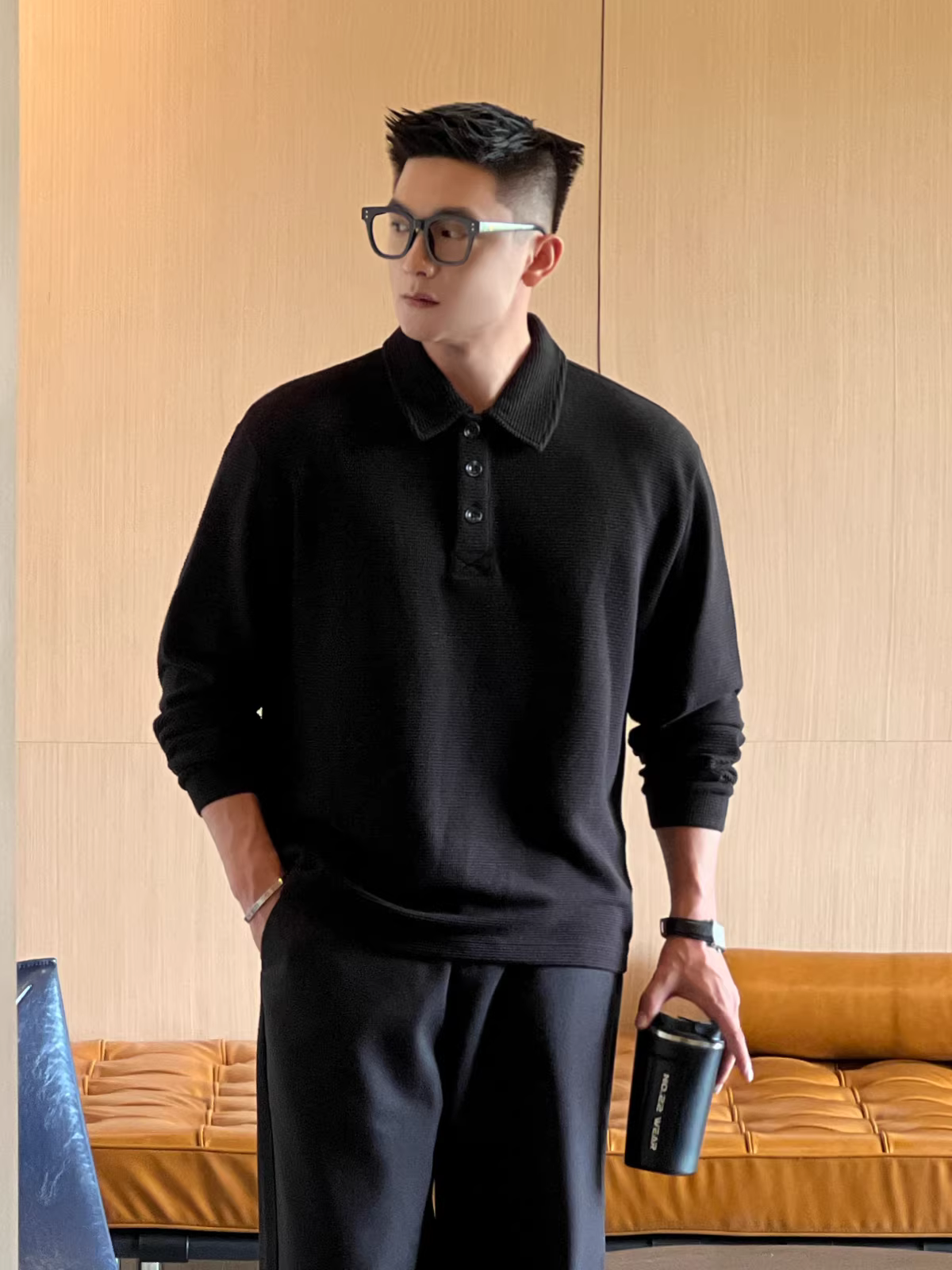 Áo Polo Nam Phong Cách Old Money Số 22, Thu Đông, Áo Lót Tay Dài Cao Cấp Có Họa Tiết Trên Cổ Áo.