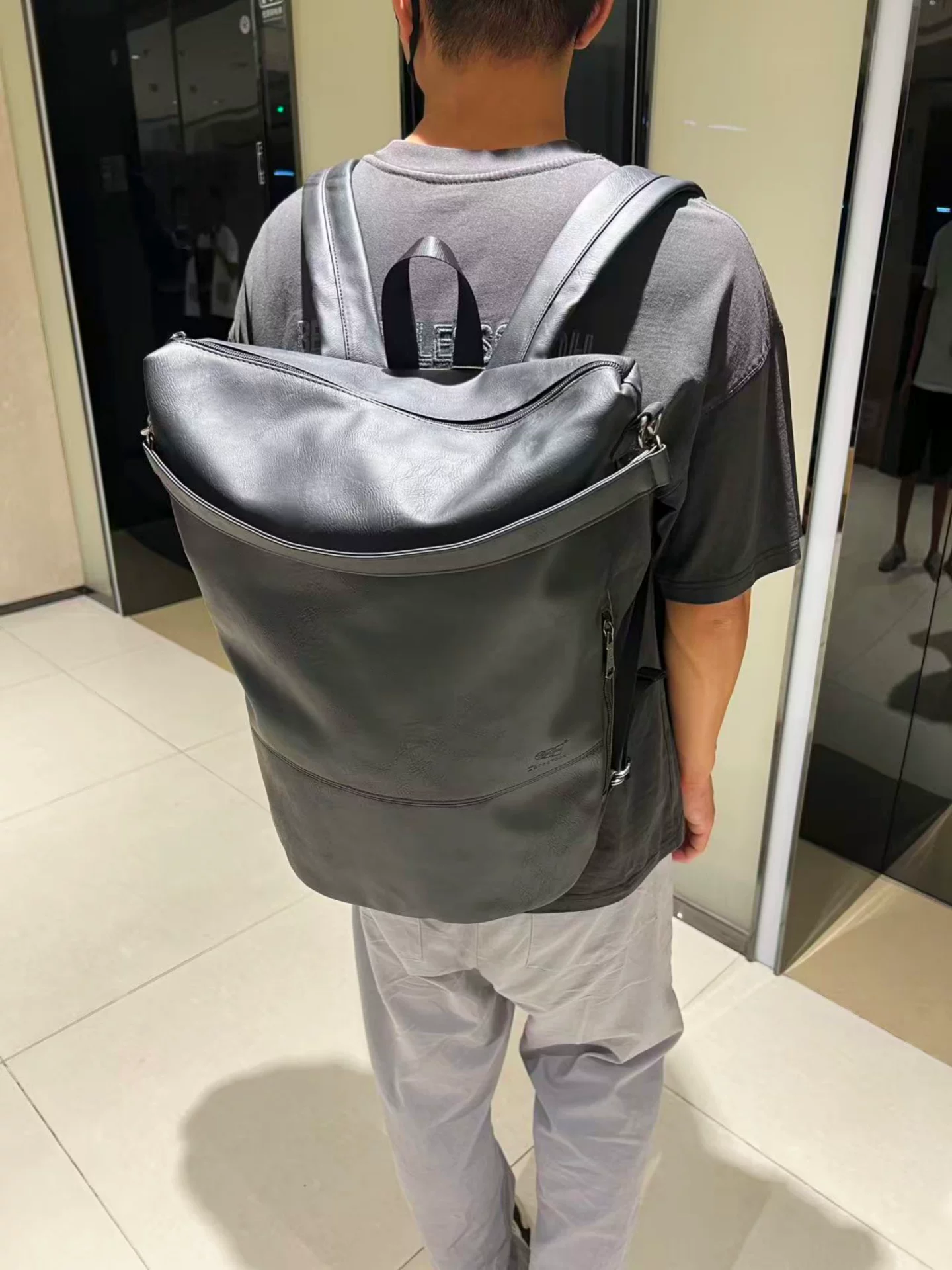 Ba lô nam cỡ lớn ba ngăn, ba lô du lịch cổ điển dành cho giới trẻ, túi xách da mềm phong cách sinh viên đại học.