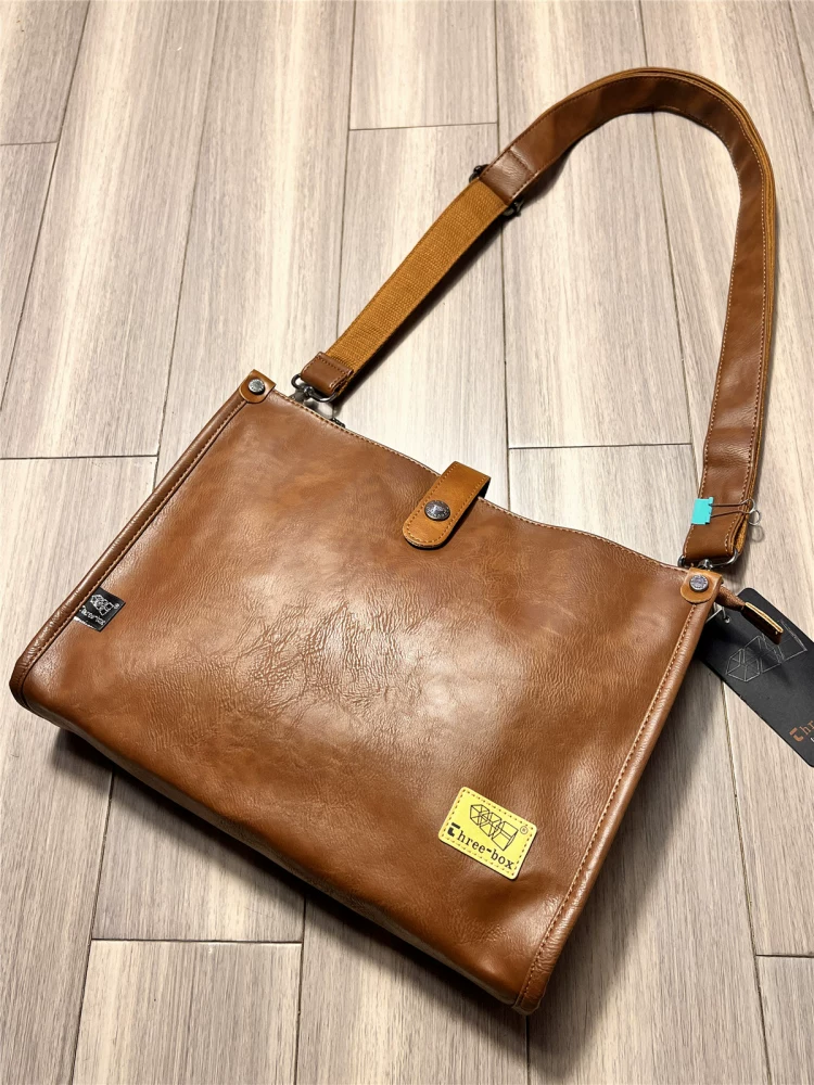 Túi đeo vai ba ngăn thời trang mới dành cho nam sinh, túi đeo chéo, túi công sở, túi xách da mềm, balo đựng iPad