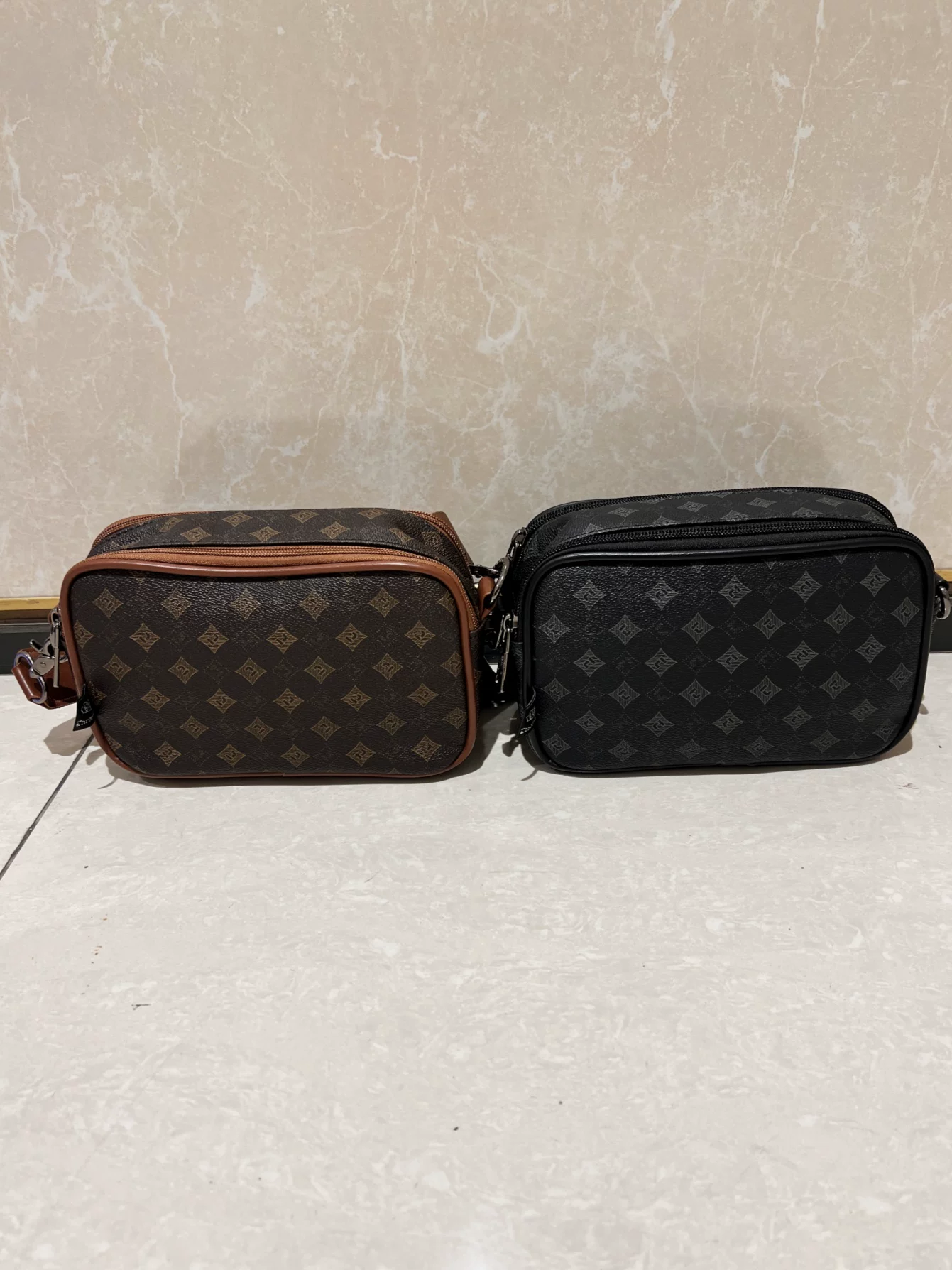 Túi đeo chéo họa tiết ba hộp, túi đeo vai nam thông thường, túi đeo chéo nhỏ phong cách đường phố thời trang, ví kẻ sọc unisex