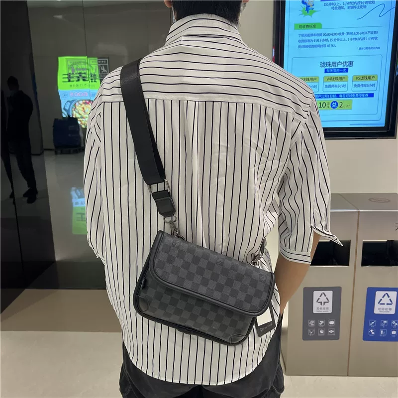 Túi đeo vai kẻ sọc thông thường phong cách Nhật Bản của ba người đàn ông, ba lô kẻ sọc đeo chéo sang trọng thời trang, túi xách nữ cổ điển