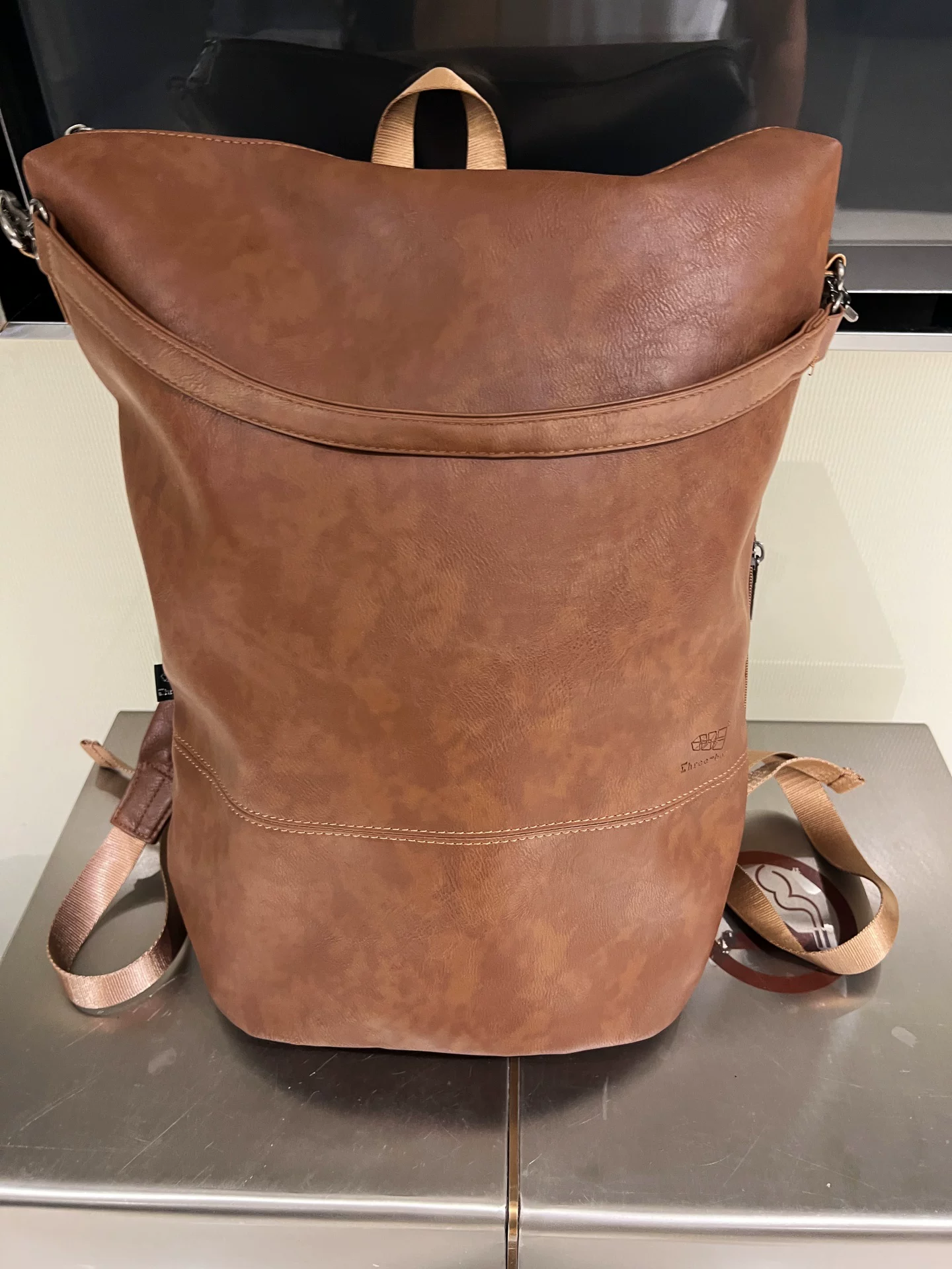 Ba lô nam cỡ lớn ba ngăn, ba lô du lịch cổ điển dành cho giới trẻ, túi xách da mềm phong cách sinh viên đại học.