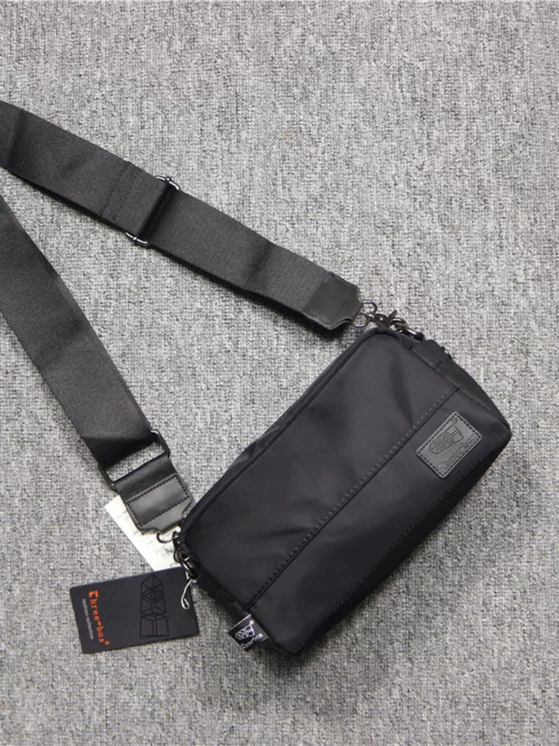 Ba hộp túi đeo vai vải Oxford thời trang dành cho nam, túi đeo chéo vải nylon thông thường, túi vuông nhỏ thời trang phong cách Nhật Bản