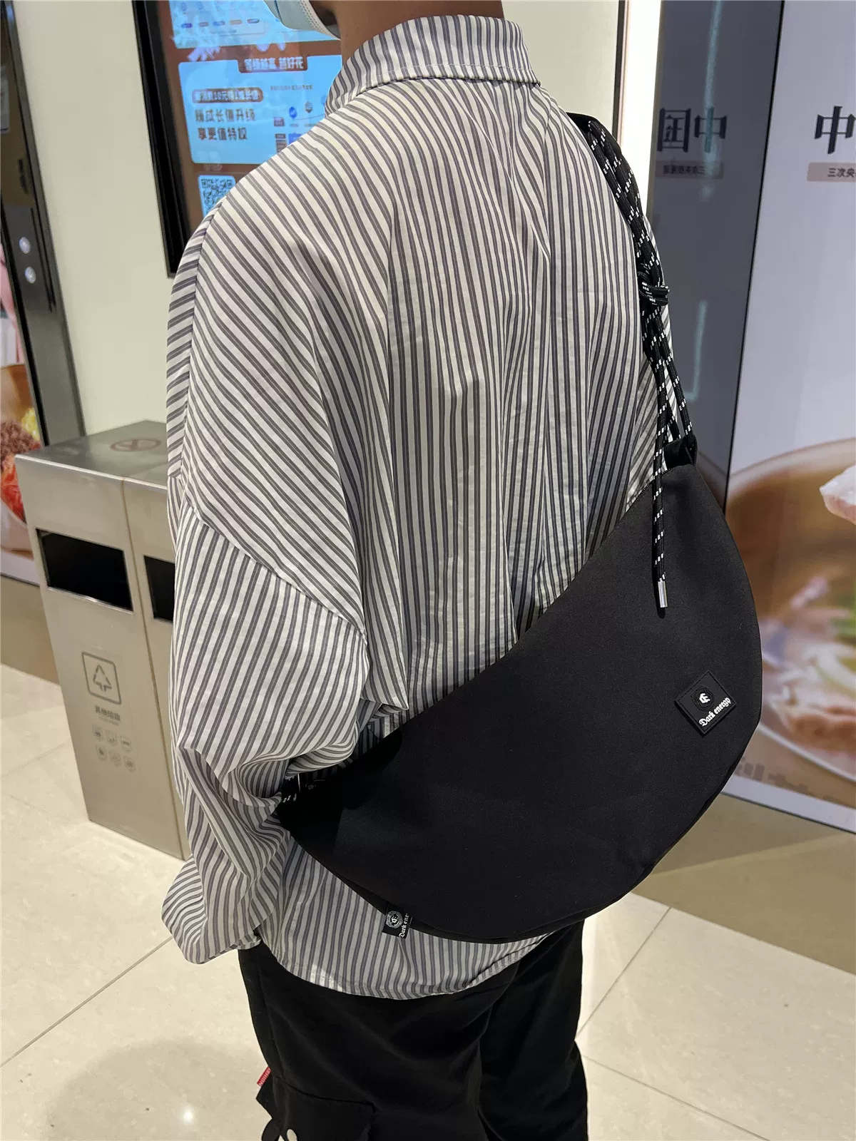 Túi đeo chéo nam thời trang 2024 kiểu Nhật Hàn, túi bánh bao chất liệu cotton nguyên chất, túi đeo vai phong cách Anh, balo đạp xe unisex