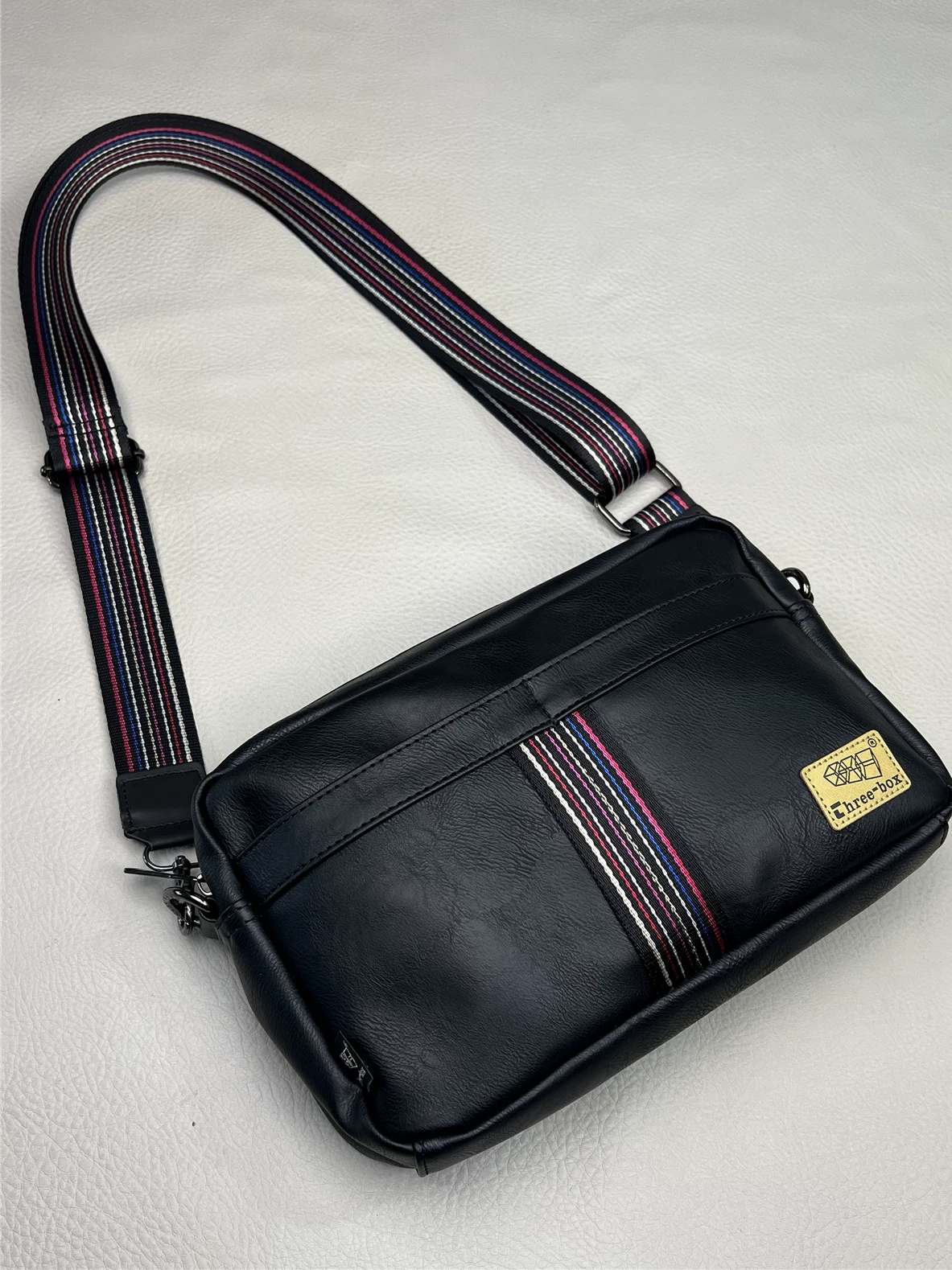 Túi xách nam thời trang threebox, túi đeo vai nam sọc ruy băng, túi đeo chéo ngoài trời hợp thời trang, ba lô nữ