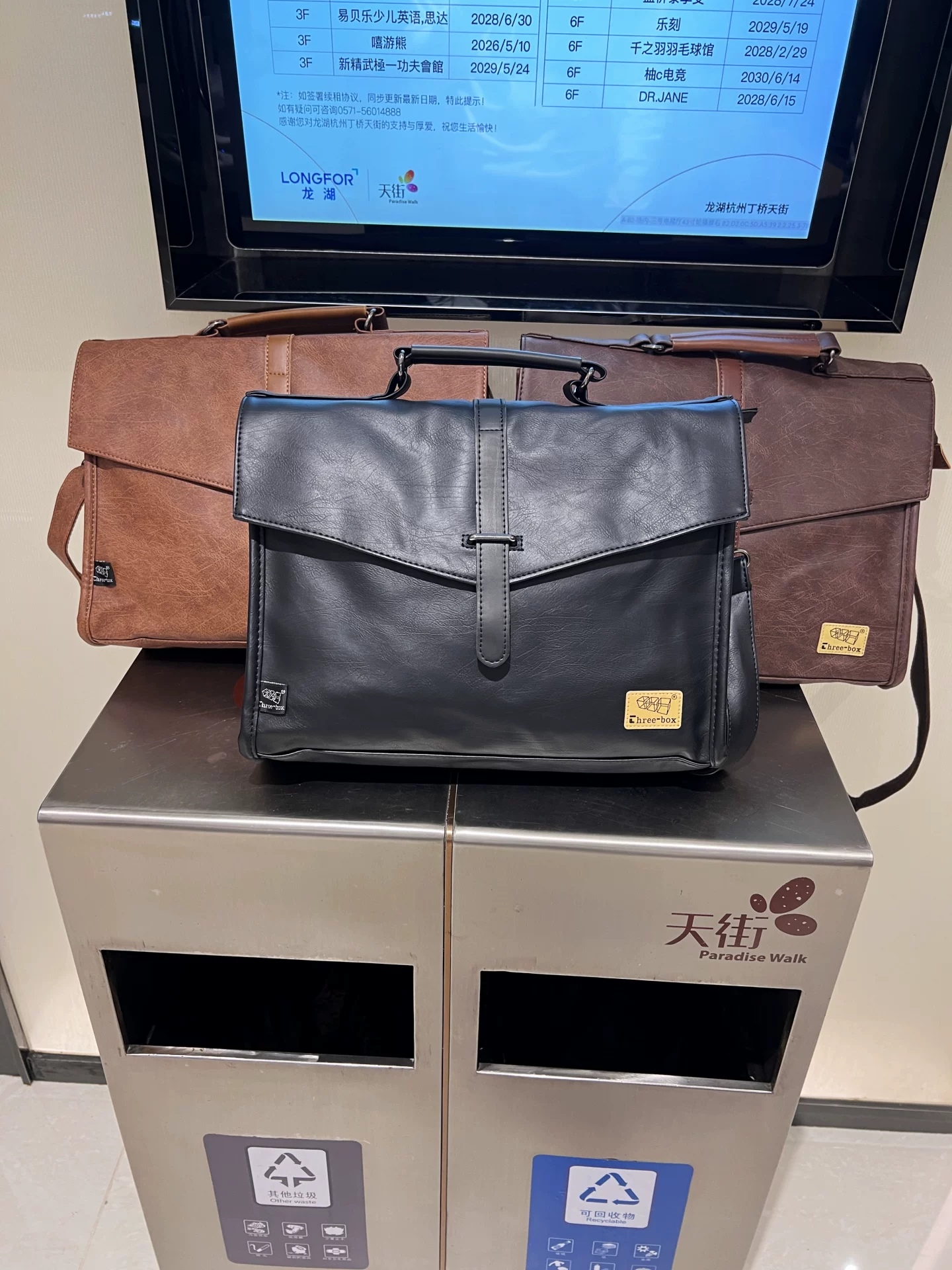 Túi xách nam ba ngăn đơn giản, dung tích lớn, đựng laptop, đeo vai, đeo chéo, đựng hồ sơ A4