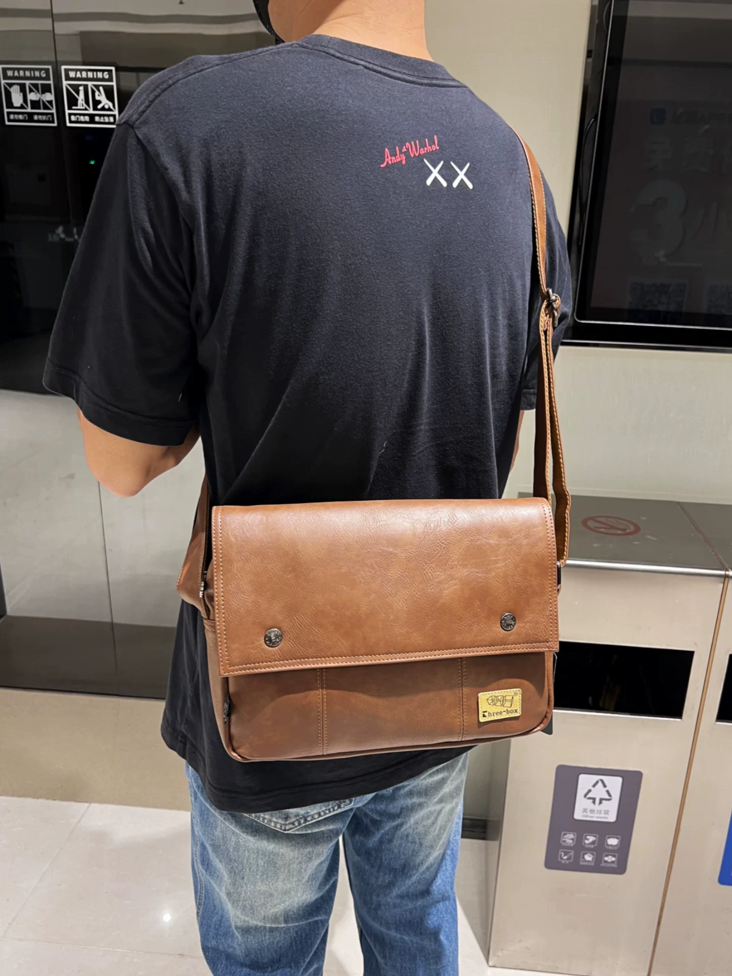 Túi đeo vai nam phong cách Hàn Quốc ba hộp chất liệu da thật túi xách nam thể thao thông thường túi đeo chéo túi đựng ipad