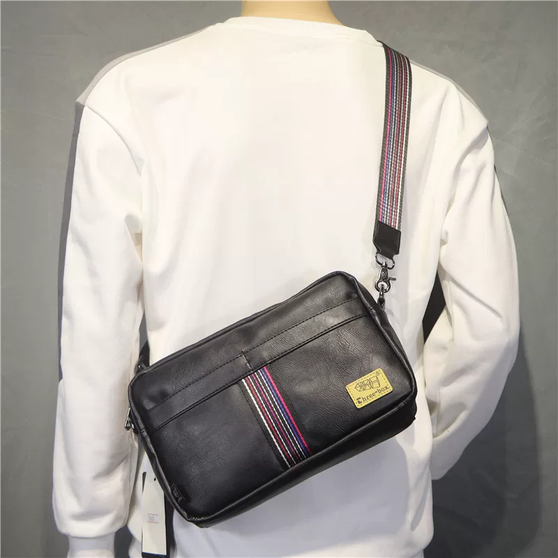 Túi đeo chéo nam phong cách Hàn Quốc và Nhật Bản mới năm 2024, kiểu đơn giản, hợp thời trang, phối nhiều chất liệu, dành cho sinh viên, đi học, đi chơi, đi xe máy