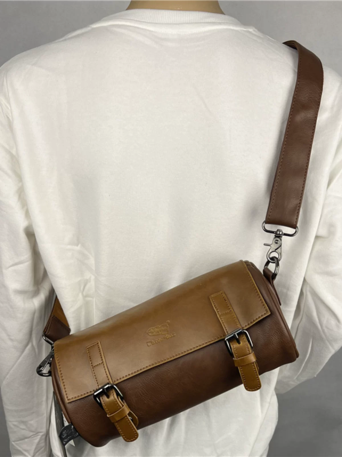 Túi đeo vai thời trang phong cách Hàn Quốc Threebox dành cho nam, unisex, kiểu dáng bình thường, balo hình trụ, túi đeo chéo, túi messenger dành cho người đi xe máy