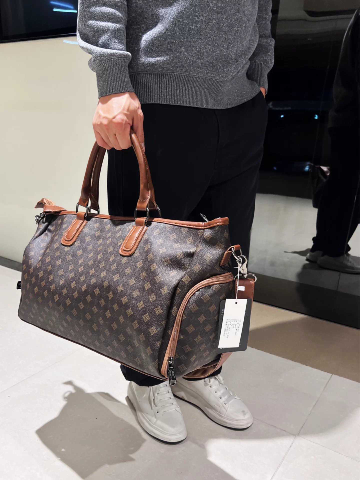 Túi xách nam in hình thời trang Threebox, túi tote dung tích lớn, túi du lịch, túi đeo vai đa năng, túi đeo chéo